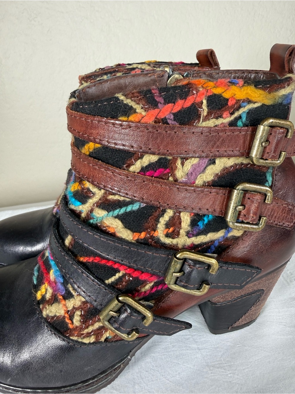 L'Artiste Spring Step Redding Colorful Embroidered Heeled Ankle Boots Booties 37 - Picture 6 of 16